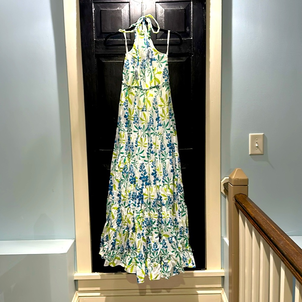 Full length halter top cotton dress 100% cotton